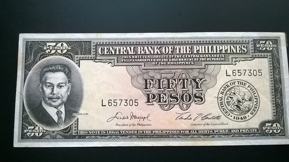 50 pesos Filipiny  st.2+ 1949 r.