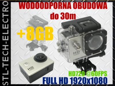 KAMERA SPORTOWA MOTOCYKL ROWER FULLHD SJ4000 +8GB