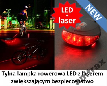 LAMPA NA TYŁ - TYLNA LAMPKA ROWEROWA LED + LASER