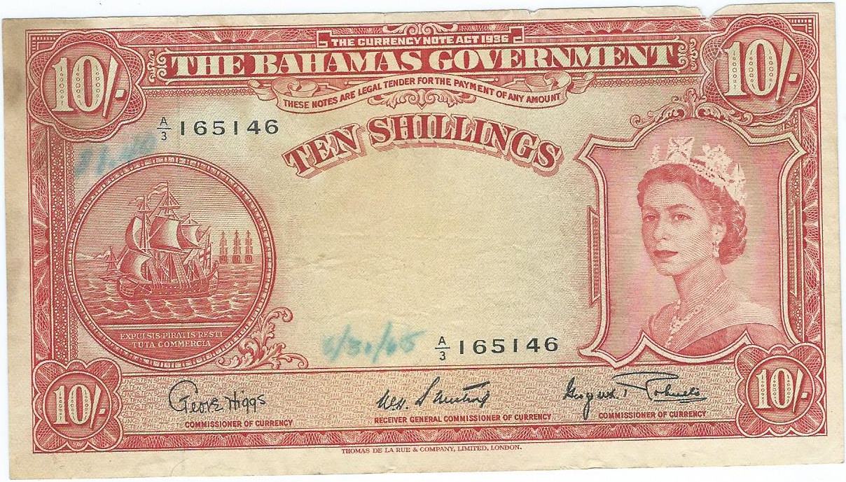 Bahamy 10 shillings 1953r rzadki
