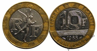 Francja. 10 franków 1988