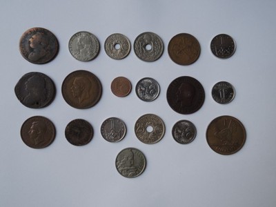 Lot. 19 sztuk różnych monet - Francja, Anglia itd.