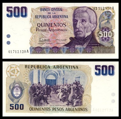 Argentyna 500 pesos 1984r. P-316 seria A UNC