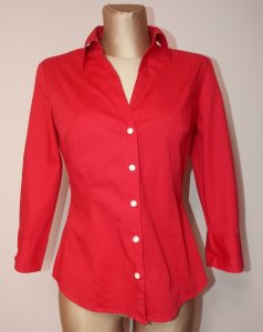 Koszula BENETTON czerwona taliowana modna blog 40