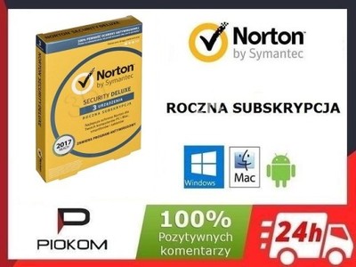 NORTON SECURITY Deluxe 3 PC MAC ANDROID FV 24h