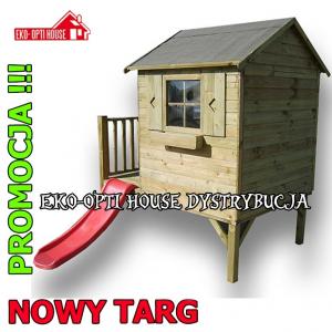 Drewniany Domek Ogrodowy dla Dzieci -TOMEK + ŚLIZG