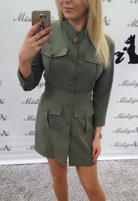 Sukienka La Perla militarna zielona khaki HIT - 6610724772 - oficjalne  archiwum Allegro