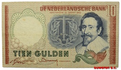 20.Holandia, 10 Guldenów 1953, P.85, St.3+