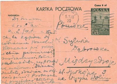 Cp.103 - obieg pocztowy 1948 r