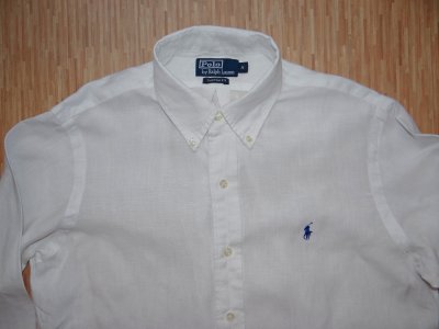 Biała koszula lniana RALPH LAUREN Custom Fit M - 6417993899 - oficjalne  archiwum Allegro