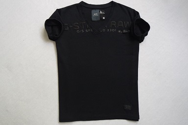 G-STAR koszulka czarna t-sirt logowana haft lato_S
