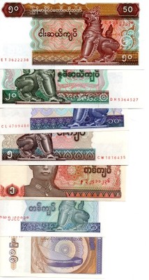 Myanmar zestaw 7 banknotów