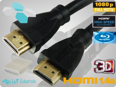 Kabel HDMI - HDMI 1.4a 3m złocony NISKA CENA 3D - 6077452552 - oficjalne  archiwum Allegro