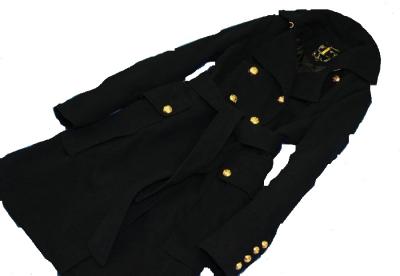 Czarny płaszcz ze złotymi guzikami rozmiar: M / L - 5187844212 - oficjalne  archiwum Allegro