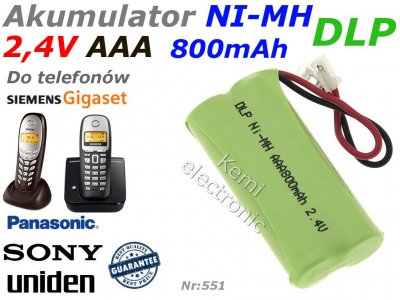 Akumulator NI-MH 2,4V AAA 800mAh SIEMENS UNIDEN RC