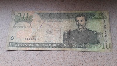 Banknot diez pesos oro Dominikana