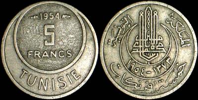 Tunezja, 5 Francs 1954