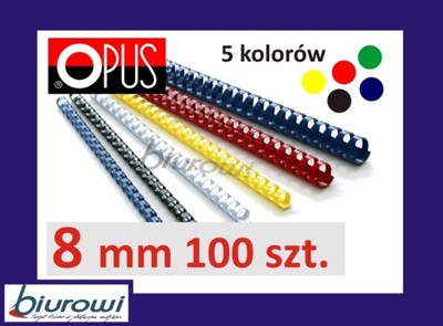 Grzbiety do bindowania OPUS O.COMB 8mm 100 sztuk