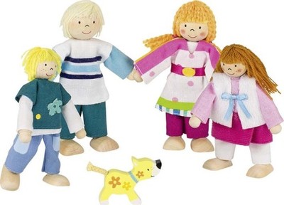 Drewniane lalki do domku dla lalek rodzina piesek