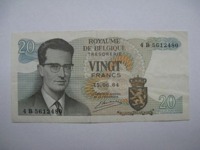 Belgia - 20 Francs - 1964 - P138