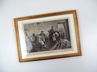 LITOGRAFIA GRAFIKA OBRAZEK 1892 ROK W KARCZMIE