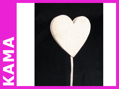 Serce Walentynkowe na piku z drewna 5szt , 23cm