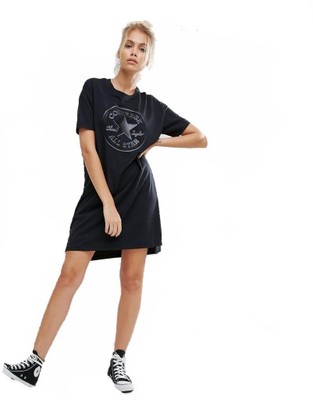 CONVERSE sukienka CZARNA t-shirt LOGO XL 42