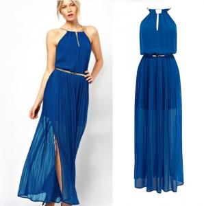 Sukienka długa kobaltowa maxi szyfonowa niebieska - 4295351992 - oficjalne  archiwum Allegro
