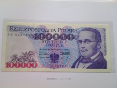 Polskie  Banknoty 100000zł 1993r UNC AE 0948484