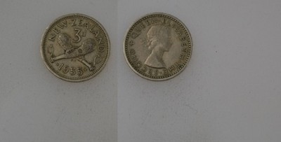 Nowa Zelandia ( Anglia ) 3 Pence 1955 rok BCM