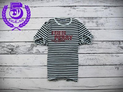 B Fred Perry T-shirt Męski Koszulka Paski Szara L