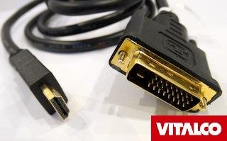 Kabel Przyłącze HDMI / DVI złote, Vitalco 7,5m