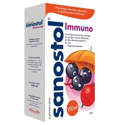 Sanostol Immuno płyn 150ml, czarny bez + cynk