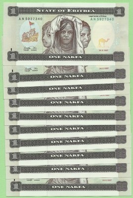 Erytrea , 10 x 1 Nakfa 1997 , P1, UNC