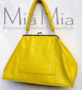 Torba torebka duża skórzana żółta kufer Mia Mia - 6089192880 - oficjalne  archiwum Allegro