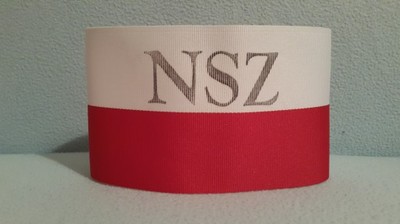 Opaska na ramię biało-czerwona napis NSZ