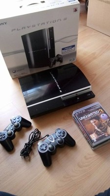 Playstation 3 80 GB + PUDŁO + 4 gry Uncharted