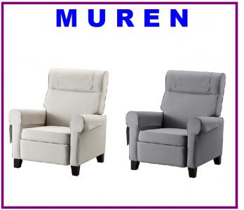 IKEA duży wygodny fotel leżanka podnóżkiem MUREN - 5426874269 - oficjalne  archiwum Allegro