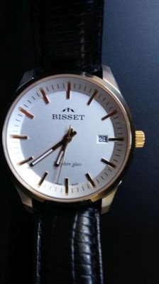 męski zegarek BISSET 70095M złocona koperta- tanio