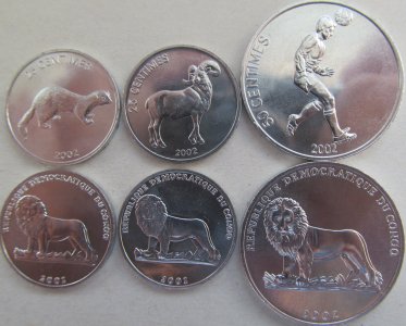 Kongo zestaw 3 monety 2002 UNC