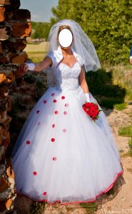 Suknia Ślubna biała z czerwonymi dodatka - 6539743073 - oficjalne archiwum  Allegro
