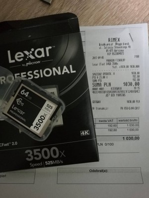 Lexar CFast 2.0 64GB 3500x 525MB/s