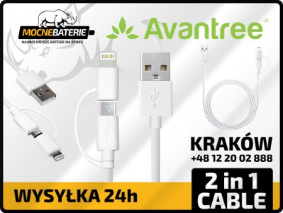 ADAPTER USB NA MICRO USB AVANTREE 2-IN-1 CABLE