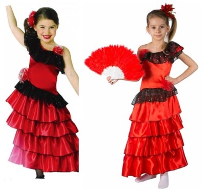 Strój HISZPANKA Hiszpanki Flamenco Tancerka 98-104 - 6665888141 - oficjalne  archiwum Allegro