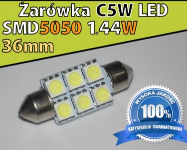 Żarówki C5W C10W LED Rurki 6x SMD 12V 36mm Białe