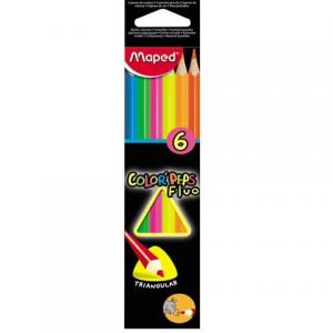 Trójkątne kredki Color`Peps Fluo Maped 6 sztuk