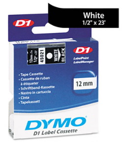 Taśma do DYMO D1 45021 12mm/7m biało/czarna