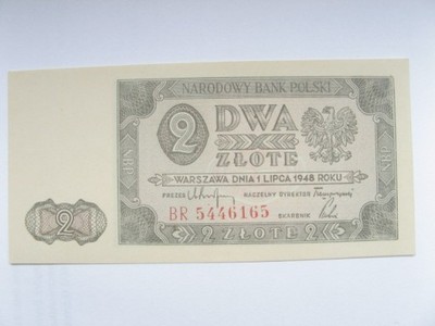 Banknot 2 zł 1948 BR stan UNC