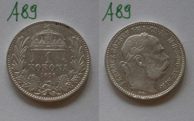 1 korona 1896 r AUSTRO-WĘGRY  - dla Węgier, RZADKA