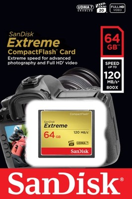 SANDISK 64GB Compact Flash EXTREME CF +120/85MB/s